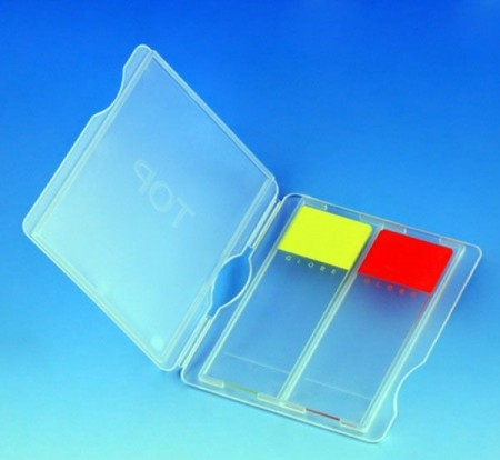 Objektglassmappe i plast for 2 glass, pakke av 1000 stk.